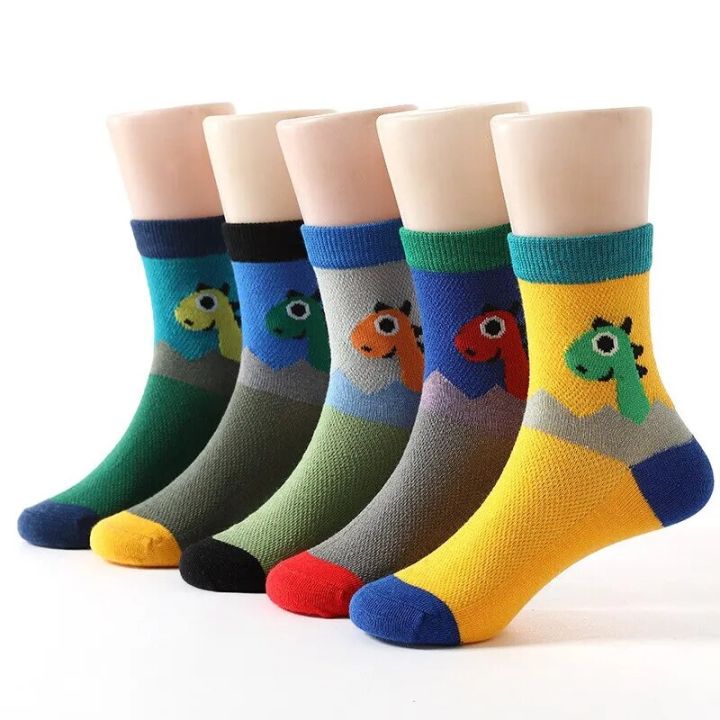 5%20Pairs%20Of%20Casual%20Ultra%20Thin%20Cute%20Cartoon%20Dinosaur%20Socks%20For%20Boys%20And%20Girls%20Breathable%20Cotton%20For%20Spring%20And%20Summer%20-%20Image%207