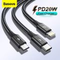 Baseus 3 In 1 USB Cable Fast Charge 3.5A Micro Type-C Cable Lightning Data Cable Quick Charge Forall phone.