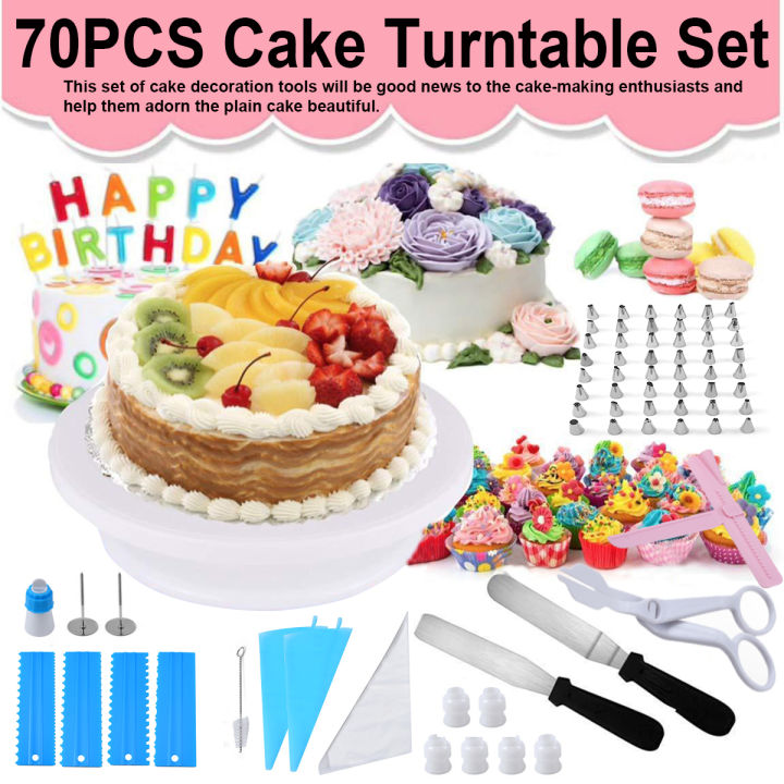 Kitchenware 70PCS DIY Cake Turntable Set Cake Decorating Supplies Pastry Tube Fondant