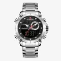 NAVIFORCE NF9163 Silver Stainless Steel Dual Time Wrist Watch for Men.