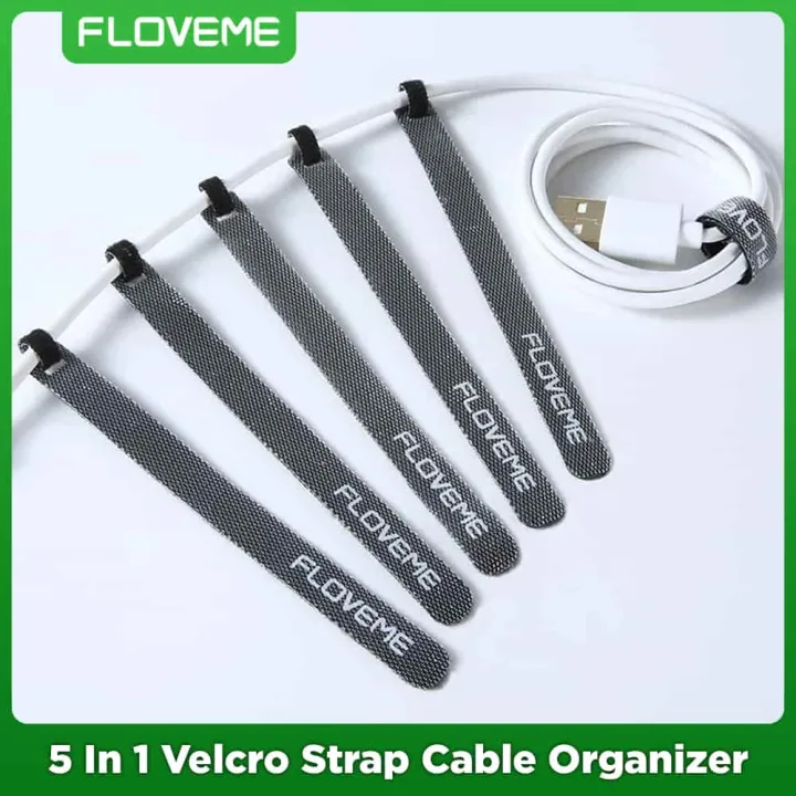 Floveme%205%20In%201%20Velcro%20Strap%20Cable%20Organizer%2014cm%20Strap%20For%20Carble%20Management%20Desktop%20Cable%20Organizer%20-%20Grey%20-%20Image%202