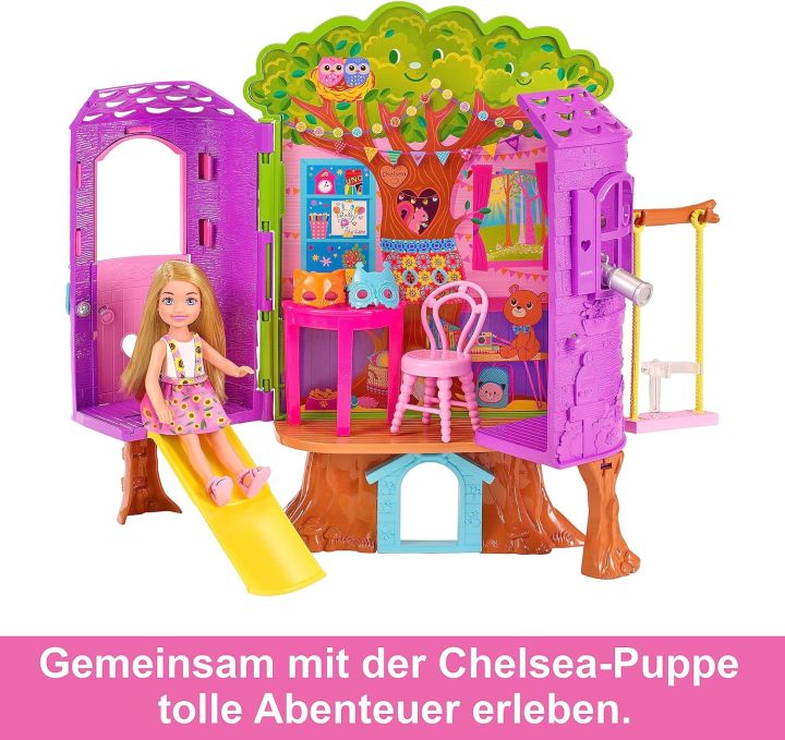 Barbie%20HPL70%20Chelsea%20%20Doll%20and%20Treehouse%20Playset%20%20BARBIE%20-%20Chelsea%20Doll%20and%20Tree%20House%20Playset%20with%20Puppy%20with%20Furniture,%20Slide%20and%20More%20Than%2010%20Accessories%20for%20Endless%20Creative%20Fun%20for%20Children%20-%20Image%204