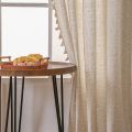 Solid Cotton Linen Tassel Window Curtain Semi-shading Vintage Drapes for Living Room Bedroom Kitchen Door Drapes Home Decoration. 