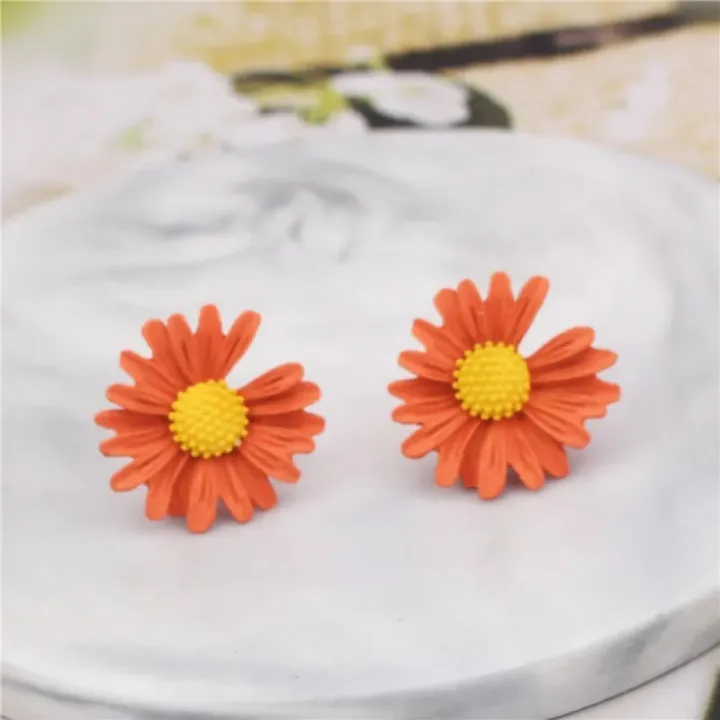 Orange%20Color%20Women%20Dangle%20Earrings%20Korean%20New%20Drop%20Earrings%20for%20Girls%20Hollow%20Geometric%20Daisy%20Summer%20Vacation%20Ear%20Jewelry%20-%20Image%202