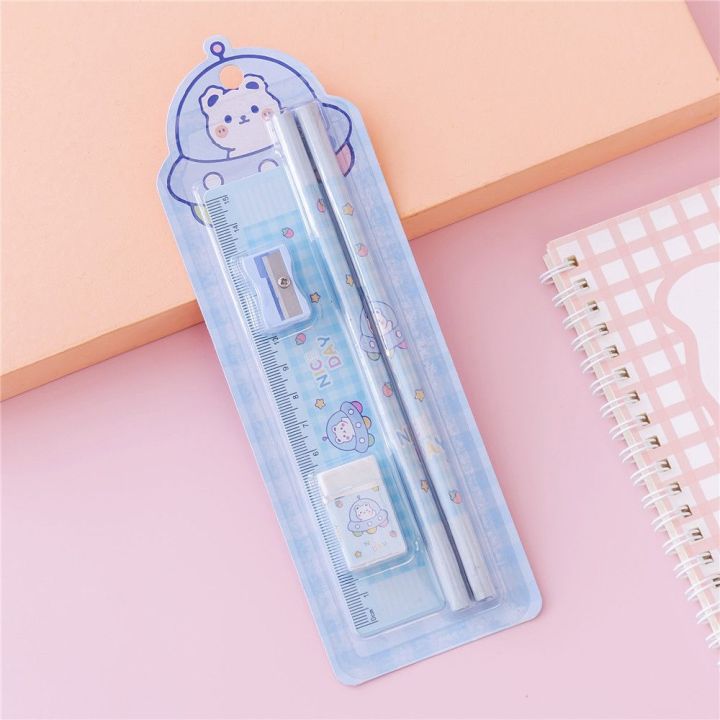 5Pcs/Set Pupils New Semester Children's Day Gifts Eraser Stationery Set Pencil Sharpener Pencil