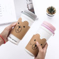 【DIV MALL】Fruit Holder Cute Bear Emotion  Cartoon Pencil Bag Kawaii Stationery Zipper Pencil Case Cup Shape Pen Pouch Gift TT. 