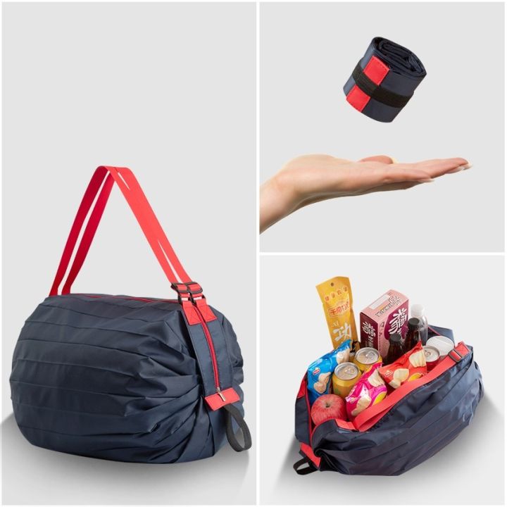 1 Pcs Foldable Storage Bag With Handle Portable Travel Handbags Supermarket Shopping Reusable Sling Pouch Large Capacity  Tote Zipper Bag