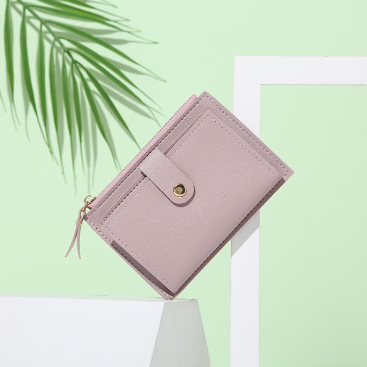 Women%20PU%20leather%20short%20pocket%20buckle%20zipper%20wallet%20Korean%20mini%20plain%20color%20flap%20trend%20purse%20multi-card%20high%20capacity%20card%20holder%20-%20Image%207