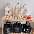 Cute Lunch Bag Canvas Lunch Box Picnic Tote Cotton Cloth Small Handbag Pouch Dinner Container Food Storage Bags For Ladies.