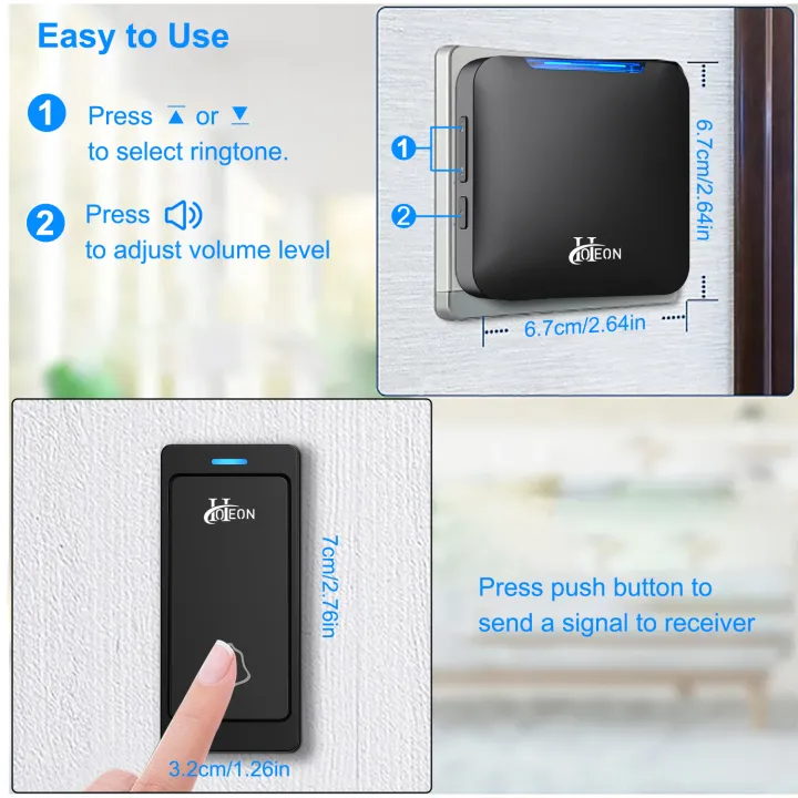 Wireless%20Door%20Calling%20Bell,%20Ding%20Dong%20Calling%20Bell,%20300M%20Ranged%20Doorbell%20for%20Home%20Office-32%20Ringtones%205%20Adjustable%20Volume,%20Plug%20in%20Type-Black(1/2%20Transmitter%20&%201%20Receiver),2%20pin%20-%20Image%208