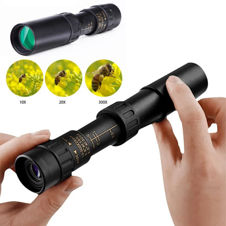 10-300X Zoom Powerful Binoculars Professional Long Range Pocket Monocular Telescope HD 4K Portable for Camping Hiking Hunting