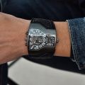 Oulm 1220 Luxury Brand Men Quartz Watches Two Time Zone Leather Strap Cool Mens Sports Watches Male Clock. 