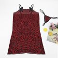 Women Nightgown Lingerie Leopard Print Nightwear Pyjamas Bow Mini Nightdress With Bodycon Nightie Sleepwear Female. 