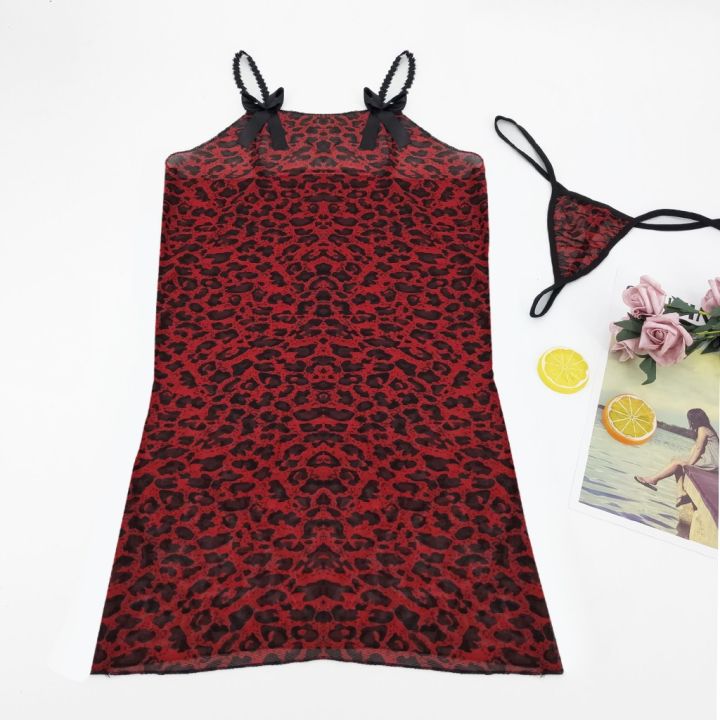 Women%20Nightgown%20Lingerie%20Leopard%20Print%20Nightwear%20Pyjamas%20Bow%20Mini%20Nightdress%20With%20Bodycon%20Nightie%20Sleepwear%20Female%20-%20Image%204
