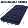 Bestway Single Air Bed / Semi Double Inflatable Mattress (39x74x8.5cm) Portable, Durable Flocked Comfort Bed | Best for Home, Camping, Outdoor Travel | High Load Capacity 330 LBS + Free Electric Pump. Blue Comfortable Sleeping Solution Outdoor Adventures. 