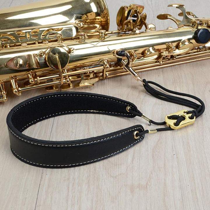 Adjustable Saxophone Neck Padded Leather Strap Sax Harness Hanging Belt Strap jingu