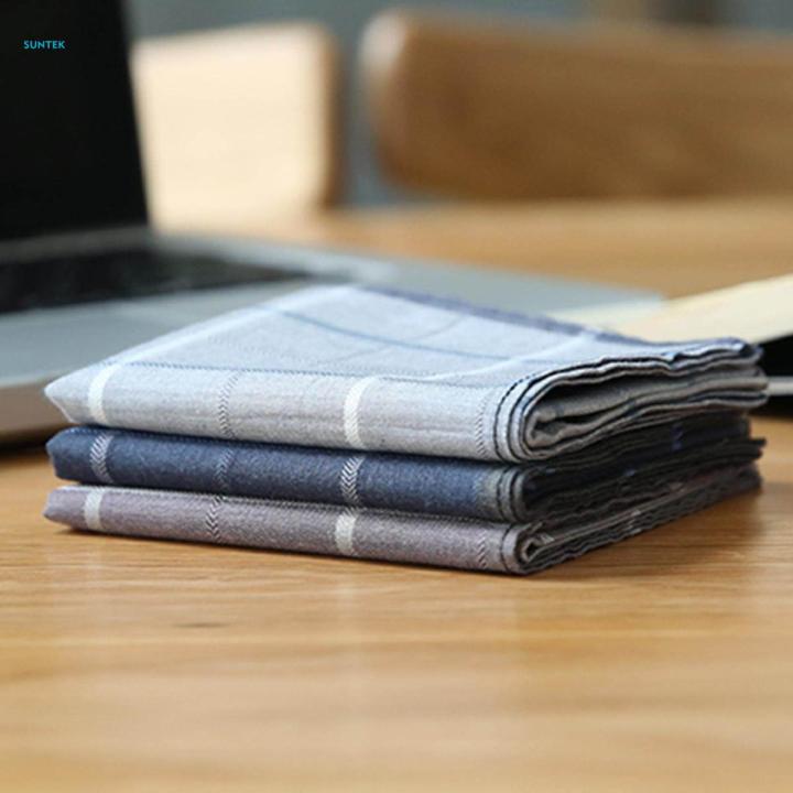 3 PCS ' Handkerchiefs, Handkerchief Set, Cotton Hankie, Cotton Handkerchiefs ' Stripe Checkered Pattern Handkerchiefs Pocket Square Hankies