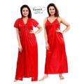 Two Part Satin Solid Women Nighty Set - Night Dress For Women - Night Dress For Women - Night Dress. 