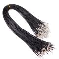 Black Leather Cord Necklace With Sterling Silver.
