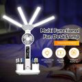 3 in 1 Folding Table Lamp with Fan Clock Calendar Rechargeable Reading Lamp Touch Dimming Night Light Eye Protection Desk Light. 