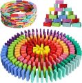 Wooden Blocks Dominoes Game Toys for Kids 5 Years+,Wooden Building Blocks Set & Kids Activity Toys for Kids Boys & Girls (Pack of 100 Pieces).