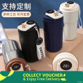 temperature display coffee/juice hot and cold 450ml stainless steel thermos with strap. 