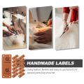 50Pcs Faux Leather Label Handmade Tag Label Folding Handmade Tags Button with Holes Embossed Tag Embellishment Knit.