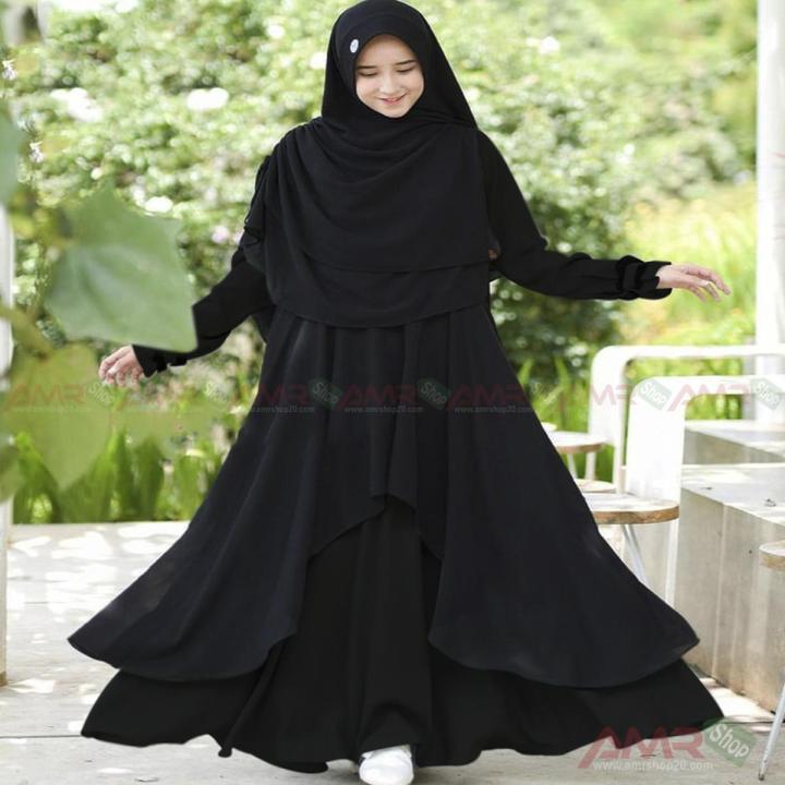 New Attractive High quality Khimar Hijab Burqa Set, Black Color