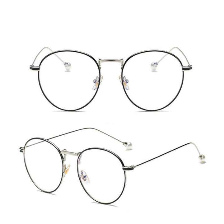 Unisex Style Computer Glasses Fashionable Accents Retro Design Blue Light Eyeglasses Metal Frame Flat Lens Round Metal Eyewear for Screen Digital Eye Strain Office Workers Gamers Style Accessory