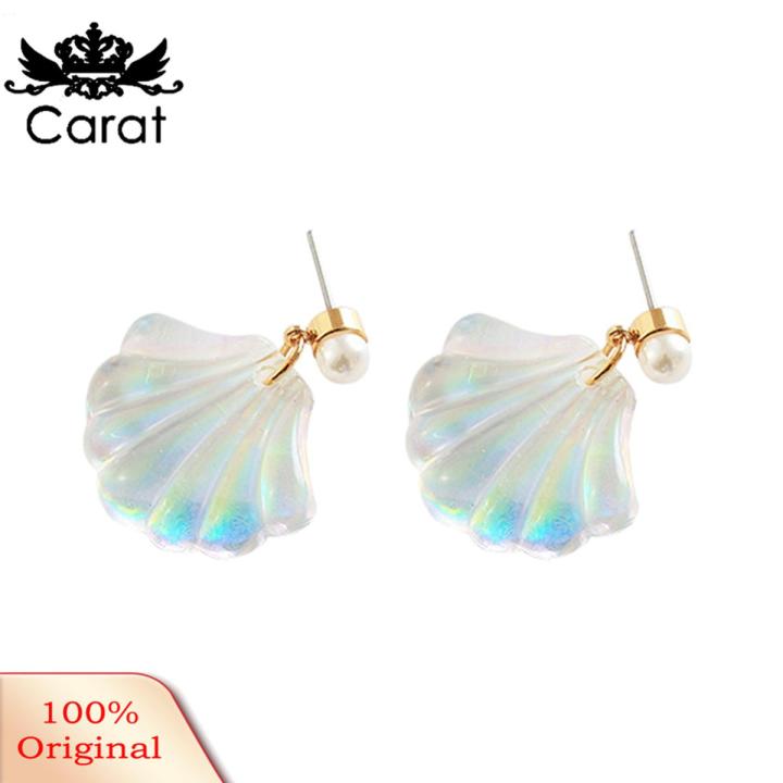 Colorful Resin Mermaid Rainbow Imitation Pearl Women Stud Earrings Gift