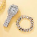 Elegant and Luxurious Set of Diamond Bracelet Watch and Wrist Watch for Women.