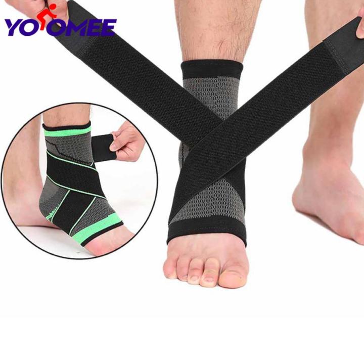 Yoomee 1 Pcs Ankle Brace Adjustable Breathable Ankle Support with Elastic Fabric Compression Ankle Wrap for Sports Protect Ankle Sprain Fits All Men Women