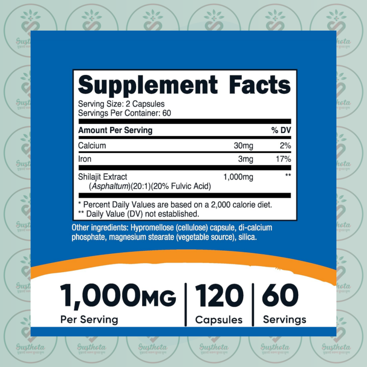 Nutricost Shilajit – 1000mg – 120 Capsules – with Fulvic Acid – for ...
