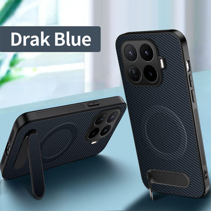 lthmy for Xiaomi 17T Pro Casing Carbon Fiber Leather Phone Case Bracket Shockproof Stand Holder Hard Back Cover
