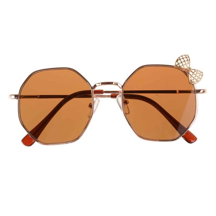 Fashion Girl Bow Metal Sunglasses Polygon Trend Lovely Glasses