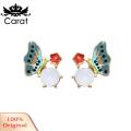 Carat Women Earrings Enamel Oil Painting Butterfly Earrings. 