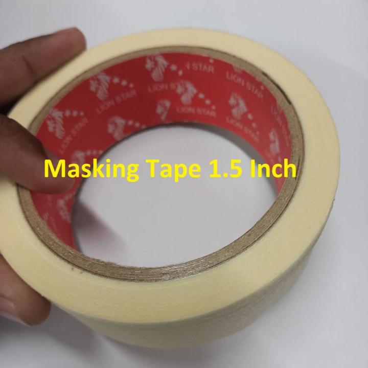 MASKING Tape 1.5" Inch Width 38mm Length 10 Meter Multi Purpose Masking Tape Rubber Glue Crepe Paper Masking Tape For Wall Painting Paper Masking Adhesives & Tape