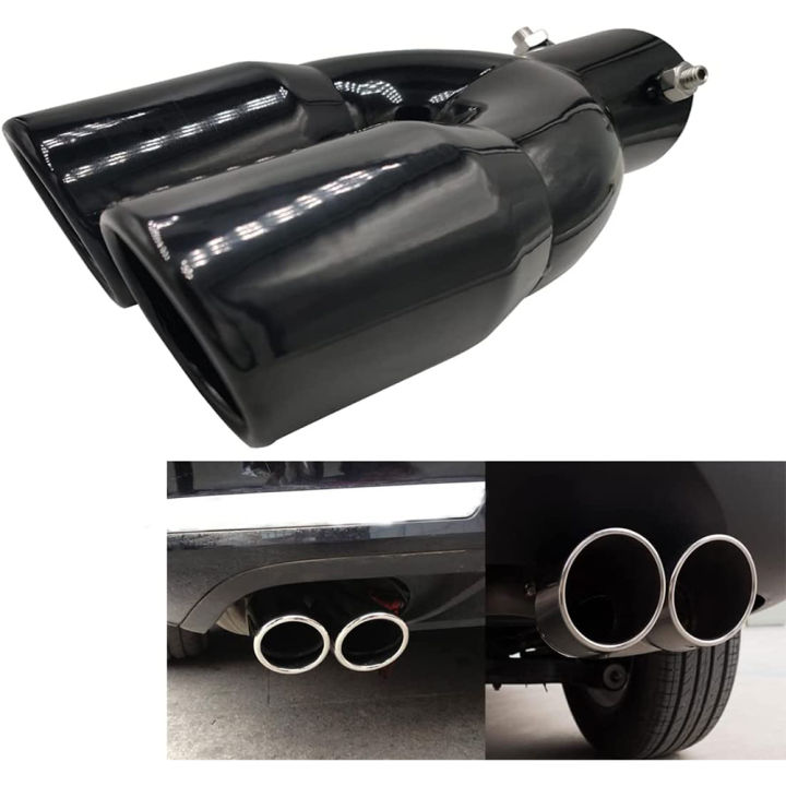 SL Car Dual Exhaust Tip Stainless Steel Muffler Tail Pipe 63mm 2.5 ...