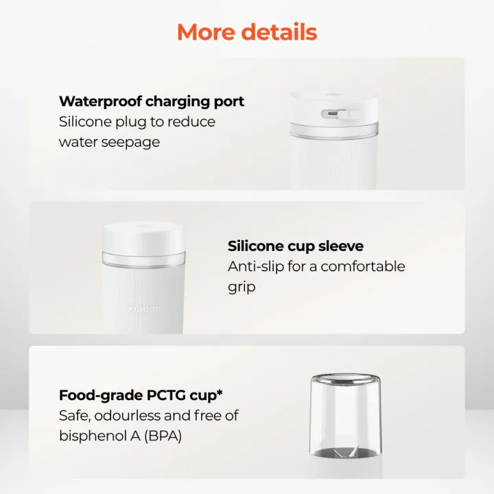 Xiaomi%20Mijia%20Portable%20Juicer%20Cup%202%20Blender%20300mL%20Rechargeable%20Mini%20Smoothie%20Maker%20USB%20Portable%20Blender%20Ice%20Crusher%206%20Months%20Warranty%20-%20Image%204