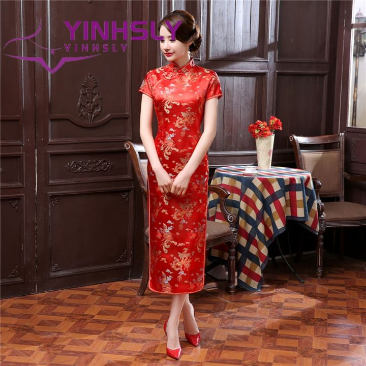Ethnic%20Vintage%20Women%20Chinese%20Dragon%20Phoenix%20Embroidery%20Long%20Slim%20Cheongsam%20Dress%20-%20Image%204