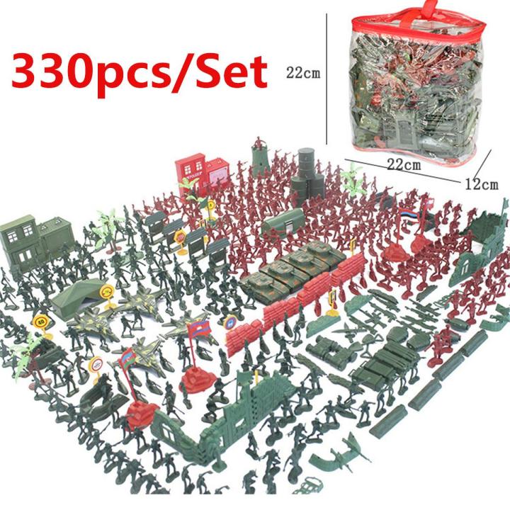 Amusing 330pcs Plastic Model Playset Toy Soldiers Figures & Accessories Kid Toy