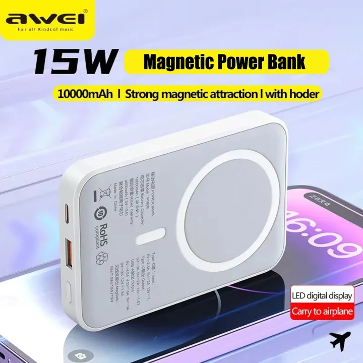Awei%20Magnetic%20Charger%20P185K%2015W%20Wirless%20Magnetic%20Power%20Bank%20For%20iPhone%2016%2010000mAh%20Support%20PD22.5W%20USB%20A%20Outputs%20Mini%20Powerbank%20-%20Image%202