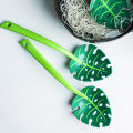 Green Monstera Leaf Colander Multifunctional Long-Handled Spaghetti Slotted Serving Spoon Salad Slotted Spoon For Home Kitchen.