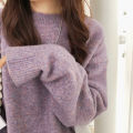 M50 round Neck Sweater Women's Loose Lazy Style Mori Women's Soft Glutinous Outer Wear Japanese Style Sweater Pullover Top Inner Base. 
