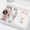 Artificial Leather Watch & Butterfly Jewelry Sets For Women Gift Item.