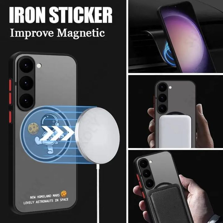 Astronaut%20For%20Magsafe%20Charging%20Case%20For%20Samsung%20Galaxy%20S23%20S24%20Ultra%20S23%20FE%20Shockproof%20Iron%20Ring%20Soft%20Edges%20Hard%20Phone%20Cover%20-%20Image%203