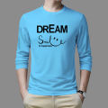 Men Casual Round Neck Long Sleeve T-Shirt with Motivational Print - Cotton Comfort Fit. 