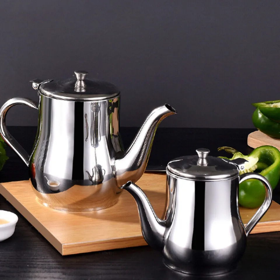 410ml Stainless Steel Oil Tank Large Capacity Oil Bottle Kitchen Oil Filter  Pot Soy Sauce Vinegar Container Coffee Pot