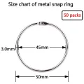 2 Inch 50 Pack Loose Leaf Binder Rings Binder Rings Nickel Plated Steel Binder Rings. 