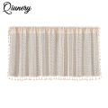Kitchen Cafe Short Curtains Linen Hollow Boho Farmhouse Style Half Curtain For Cabinet Window. 